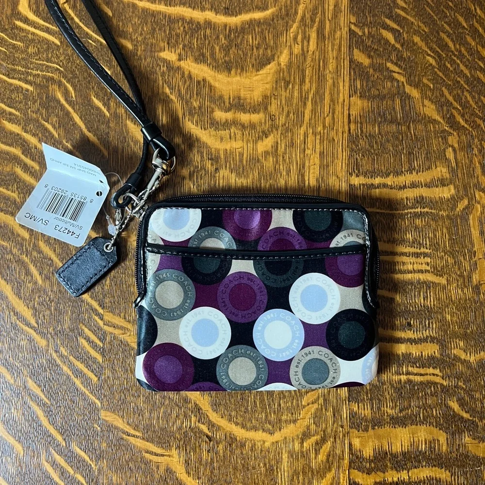 Coach Multicolor Op Art Satin Wristlet